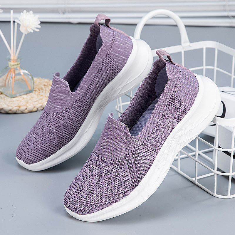 Damen Komfortable Slip-On Laufschuhe mit atmungsaktiver Strickoberfläche R&B