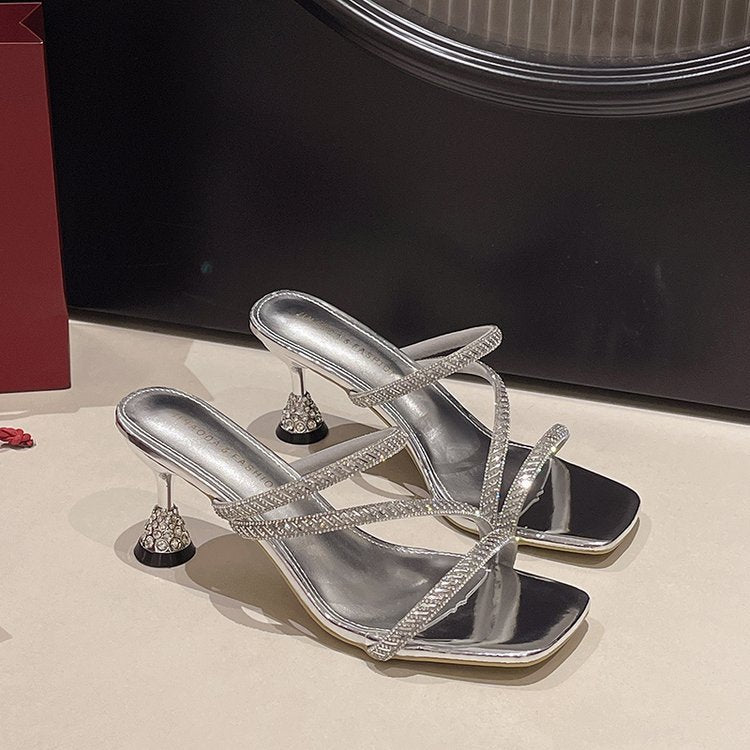 Damen elegante Riemchen-Sandaletten mit funkelnden Akzenten R&B