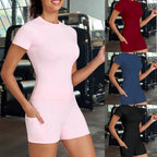 Damen Funktionale Sport-Shorts mit seitlichen Taschen und hohem Bund R&B