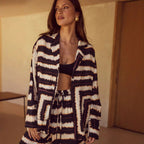 Damen Lässiger Lounge-Anzug mit stylischem Muster R&B