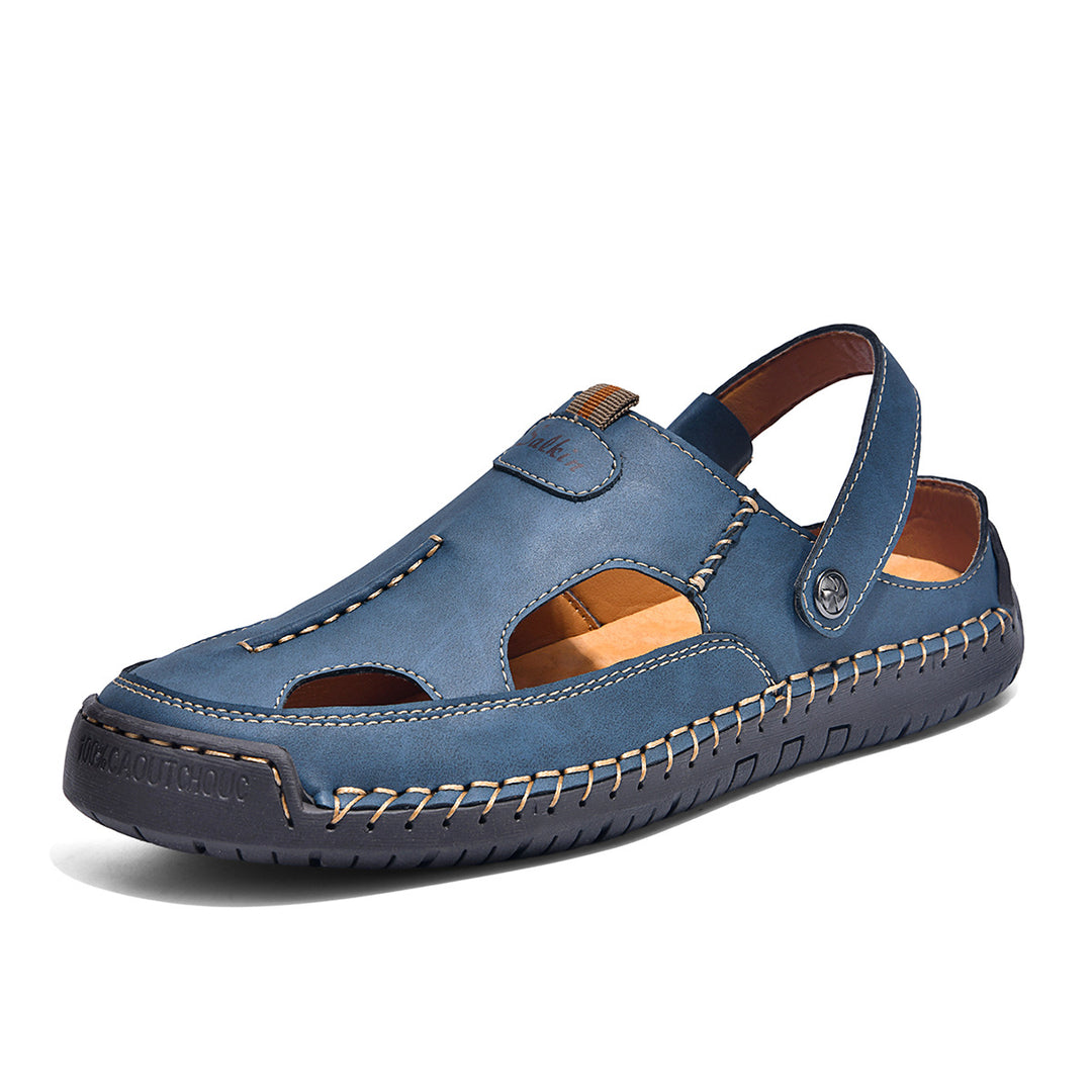 Herren luftige Leder-Sandalen mit verstellbarem Riemen R&B