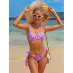 Damen Bandeau-Bikini mit floralen Schleifen-Details R&B