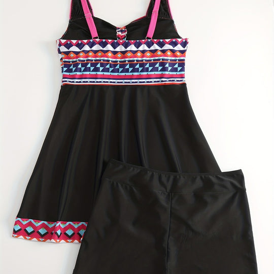 Damen Sportliches Badeanzug-Set mit modischem Oberteil und Shorts R&B