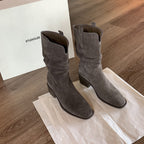 Damen Stiefeletten im modischen Western-Stil mit elegantem Falten-Design