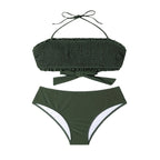 Damen Bikini-Set mit modischem Bandeau-Oberteil und hoch geschnittenem Slip R&B