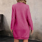 Damen lässiges Sweatkleid mit modernen Knopfdetails und hohem Kragen R&B