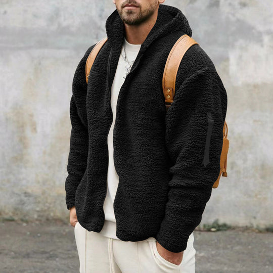 Herren fleecegefütterte Jacke mit praktischen Taschen und Kapuze R&B