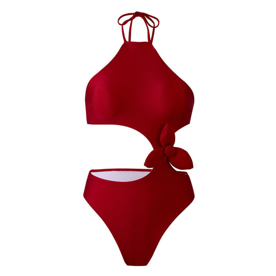 Damen Bikini-Set mit modischem Cut-Out-Design und eleganter Blumenstraße R&B