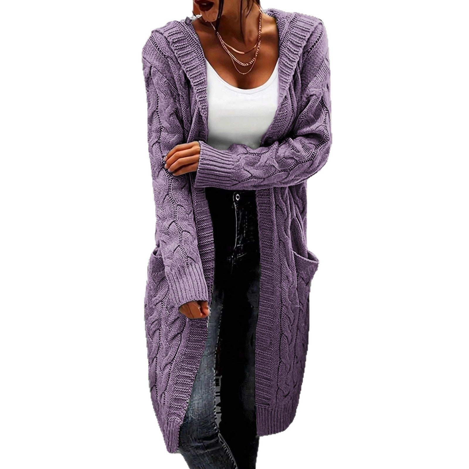 Damen Grobstrickjacke mit hochwertigen Zopfmustern und praktischen Taschen R&B