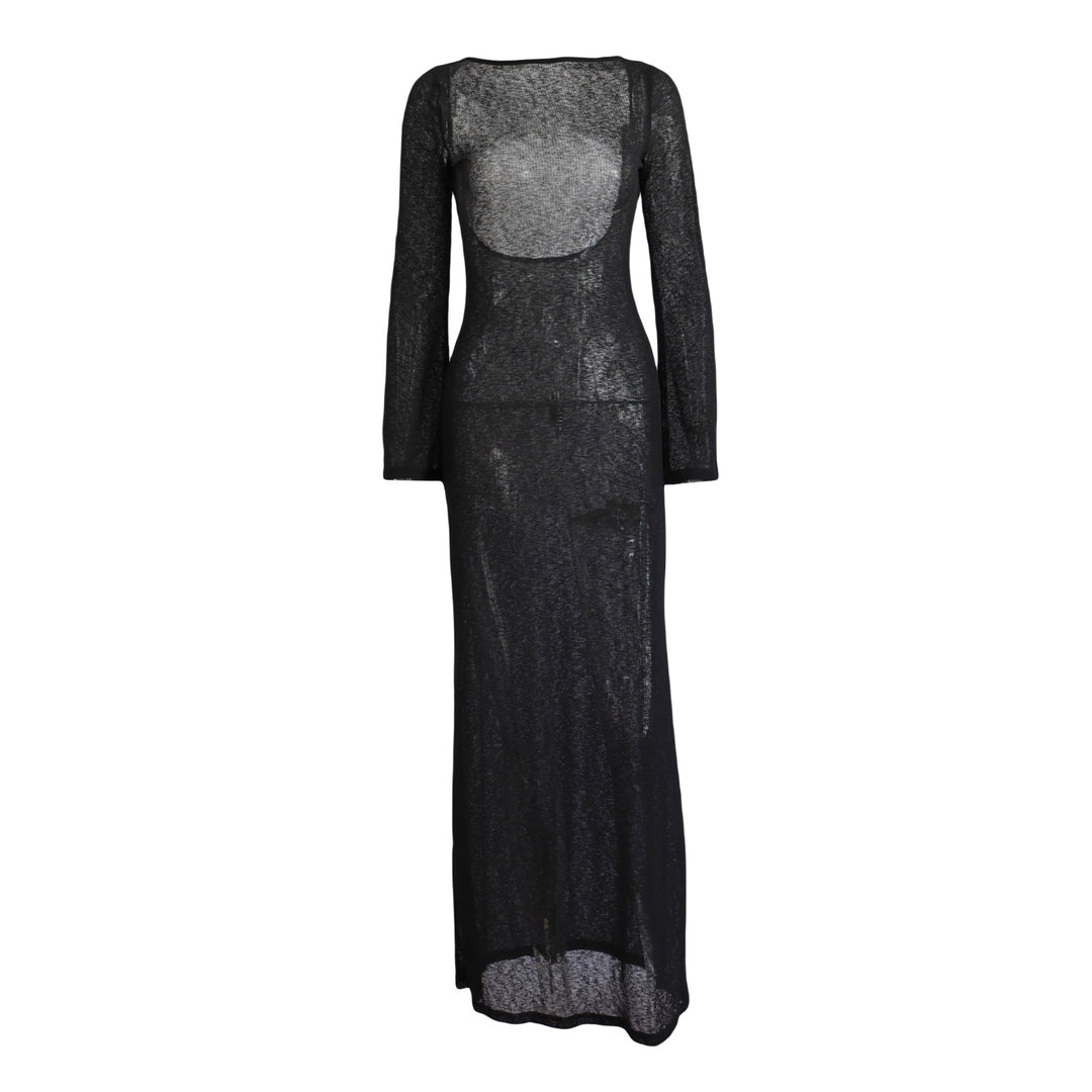 Damen Strick-Maxikleid mit langen Ärmeln und figurbetonendem Schnitt R&B