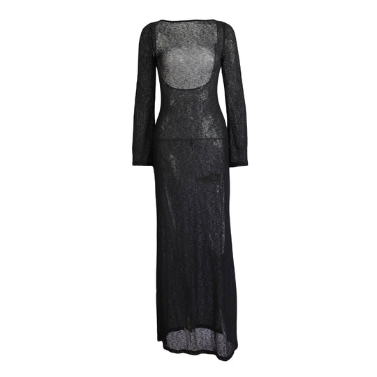 Damen Strick-Maxikleid mit langen Ärmeln und figurbetonendem Schnitt R&B