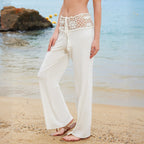 Damen modische Strandhose mit elegantem Häkelbund R&B