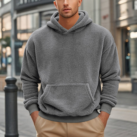 Herren übergroßer Fleece-Hoodie mit Kängurutasche und gemütlichem Schnitt R&B