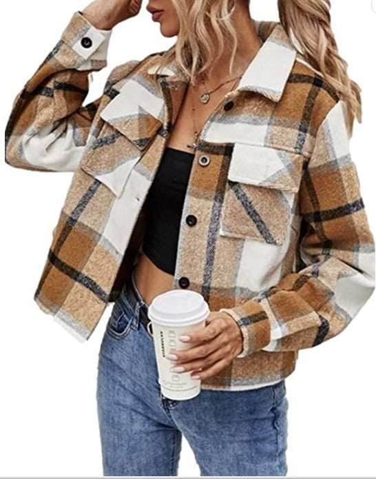 Damen Kariertes Flanelljacke R&B