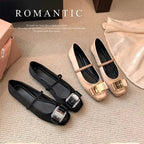 Damen elegante Ballerinas mit dekorativem Schnallenakzent