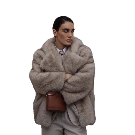Damen Kunstfelljacke mit voluminösen Ärmeln und luxuriösem Design R&B