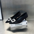 Damen elegante Pumps mit funkelndem Strass-Buckle und schickem Absatz R&B