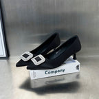 Damen elegante Pumps mit funkelndem Strass-Buckle und schickem Absatz R&B