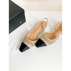 Damen Slingback-Pumps mit funkelndem Schmuckdetail und eleganter Spitze