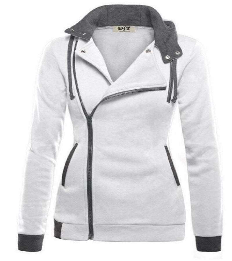 Damen sportliche Übergangsjacke mit asymmetrischem Reißverschluss und Kapuze R&B