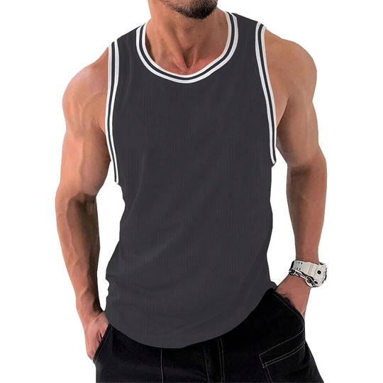 Herren Sportliches ärmelloses Tanktop mit atmungsaktivem Material und modernem Rippendesign R&B