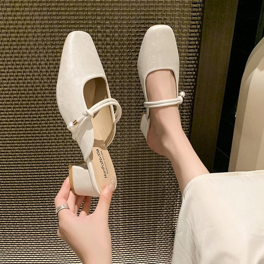 Damen modische Mules mit schicker Perlenapplikation und elegantem Blockabsatz R&B
