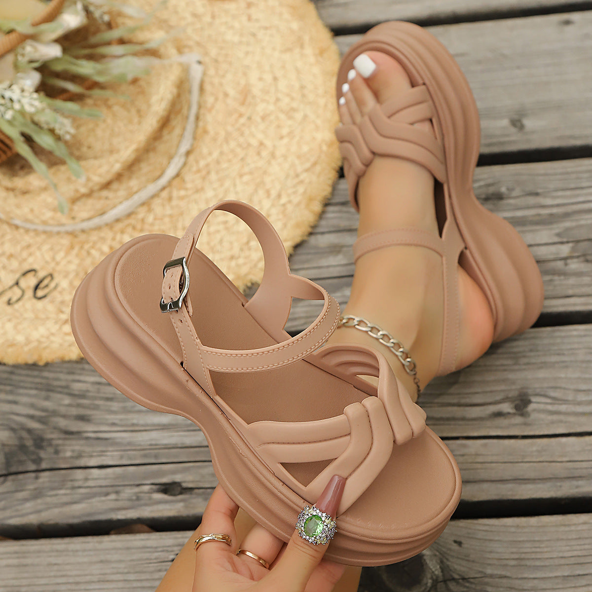 Damen Sportliche Sandalen mit modischem geflochtenem Riemendesign R&B