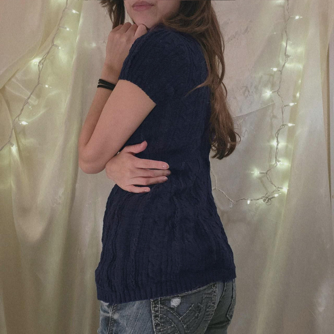 Damen Strickoberteil mit feinem Zopfdesign und breiten Ärmeln R&B