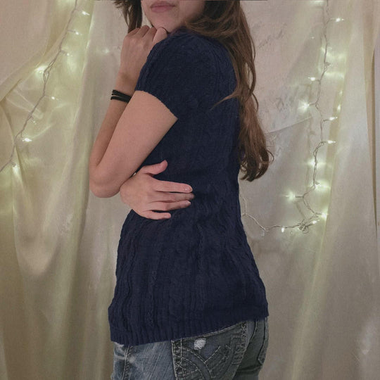 Damen Strickoberteil mit feinem Zopfdesign und breiten Ärmeln R&B