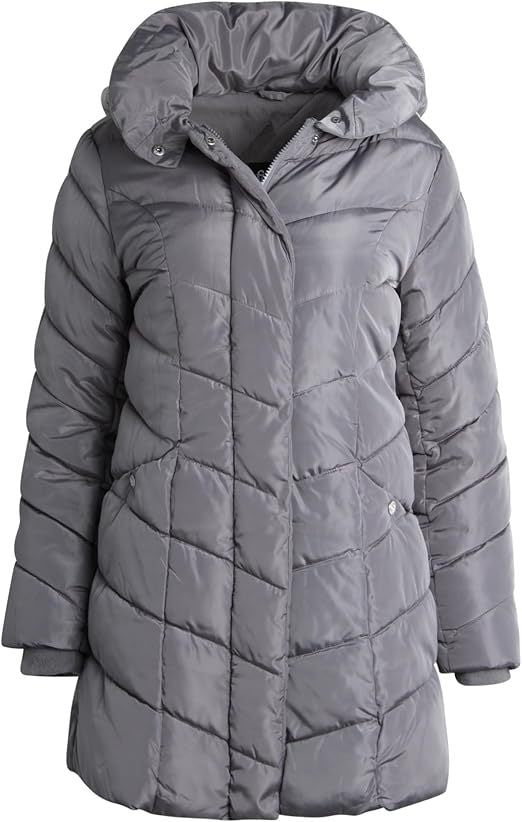 Damen Langer gesteppter Winterparka mit hochgeschlossenem Kragen R&B