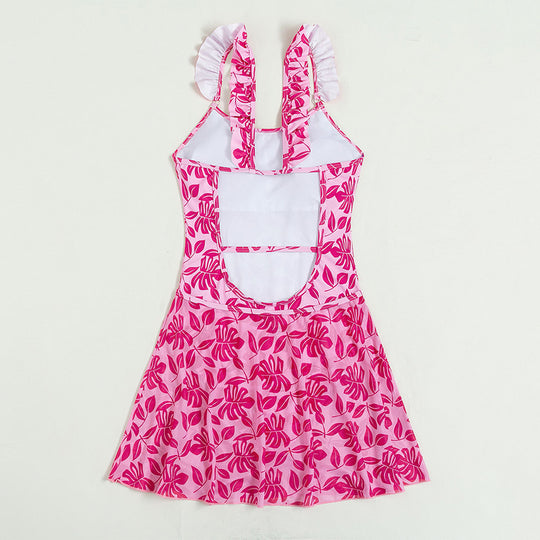 Damen Einteiliger Badeanzug mit Rüschendetails und floralem Muster R&B