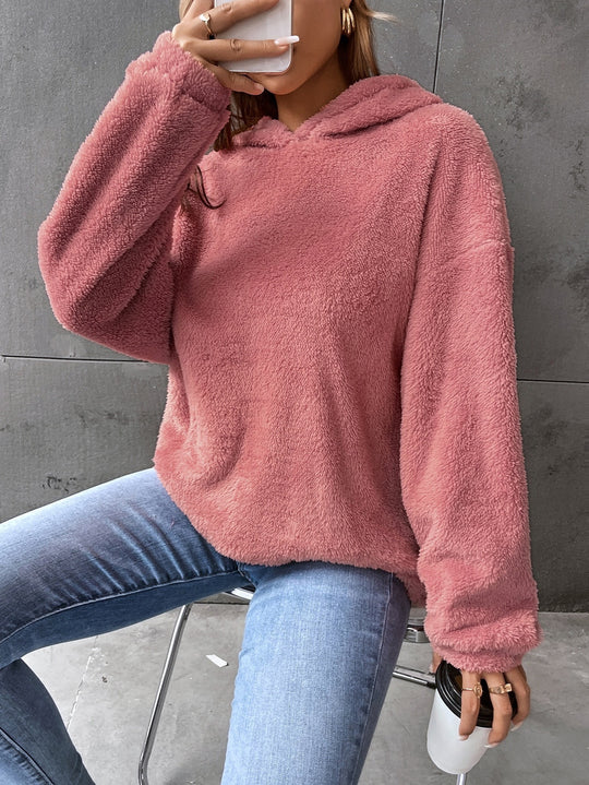 Damen kuscheliger Hoodie aus hochwertigem Plüsch R&B