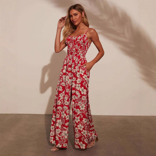 Damen Maxikleid mit floralem Design und elastischer Taille R&B