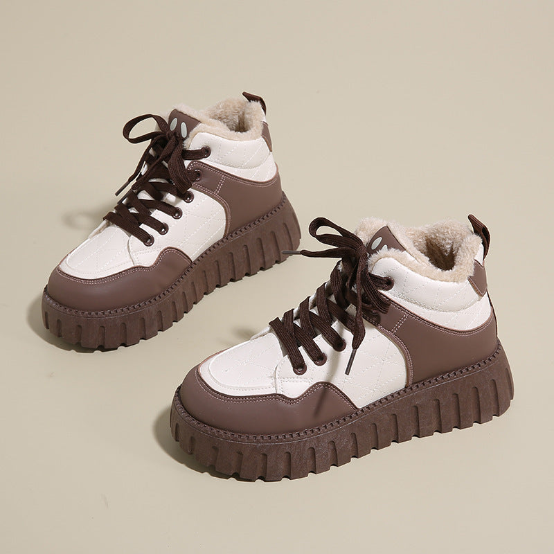 Damen Warmfutter Sneakers mit dickem Plateau R&B