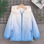 Damen nan leichter Kapuzen-Windbreaker mit Reißverschluss und verdeckten Taschen R&B