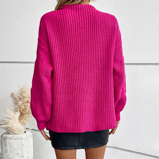 Damen Grobstrickpullover mit auffälligem Wellenmuster R&B