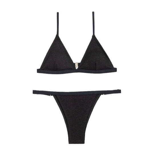 Damen Triangel-Bikini mit elegantem Textur und verstellbaren Trägern R&B