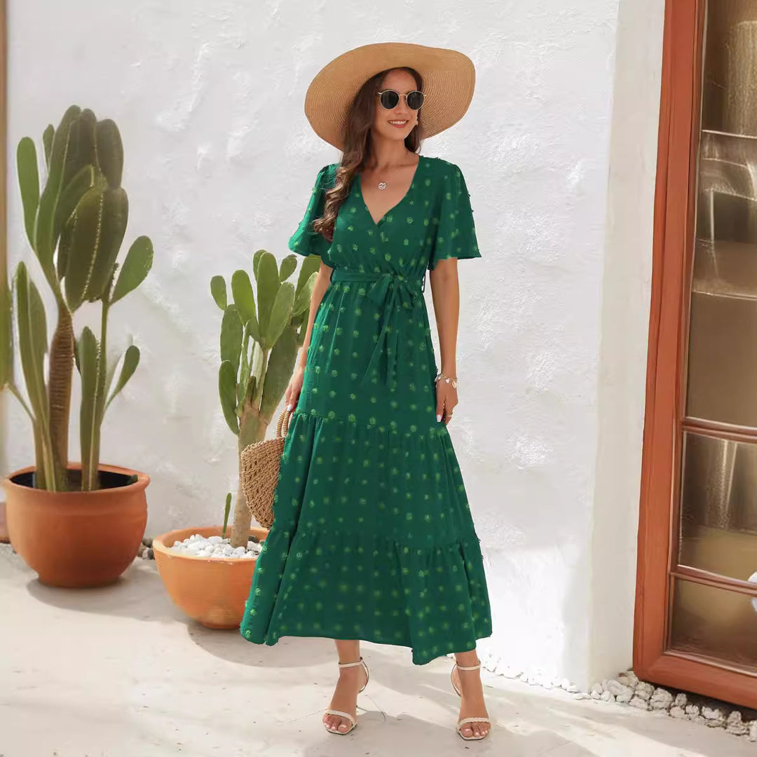 Damen Maxikleid mit fließendem Schnitt und femininem Wickeldesign R&B