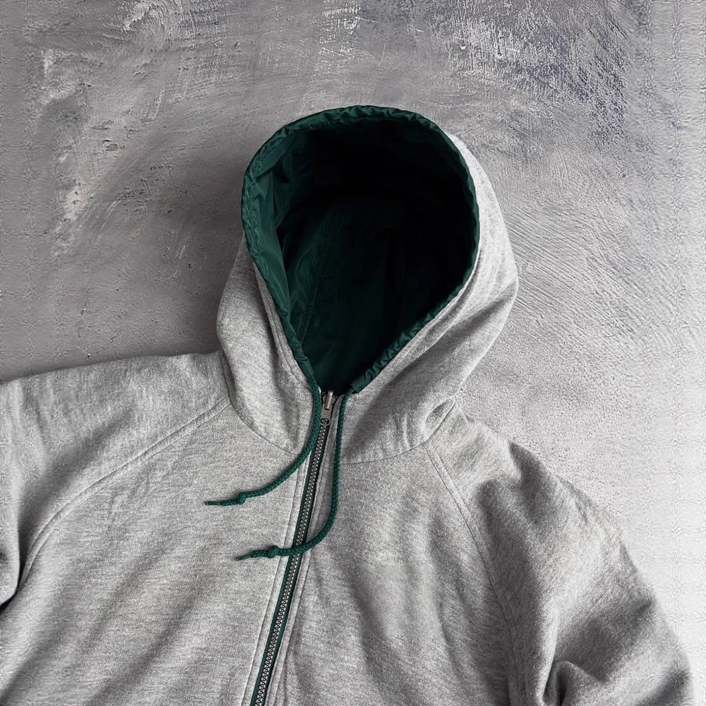 Unisex nan weit geschnittene Windjacke mit Kapuze wattiertem Fleeceinnenfutter Tunnelzugsaum und Zierstreifen an Ärmeln R&B