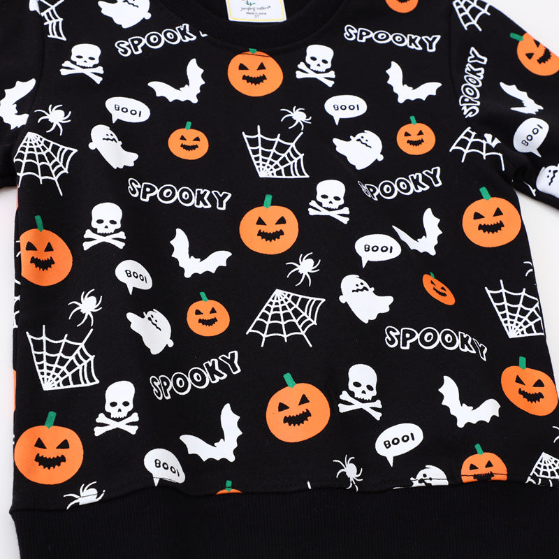 Kinder Sweatshirt mit gruseligem Halloween-Motiv R&B