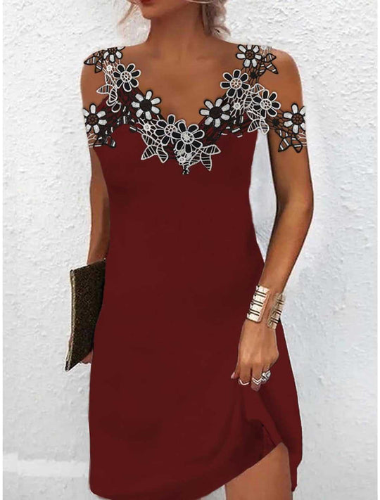 Damen Elegantes Kleid mit Spitzenbesatz R&B