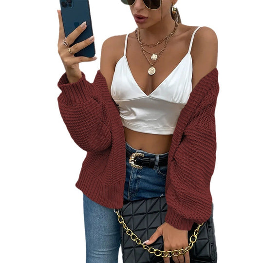 Damen Grobstrickjacke mit weitem Schnitt und weichen Ärmeln R&B