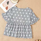 Damen Kurzarm Bluse mit floralem Design und Rüschendetails R&B