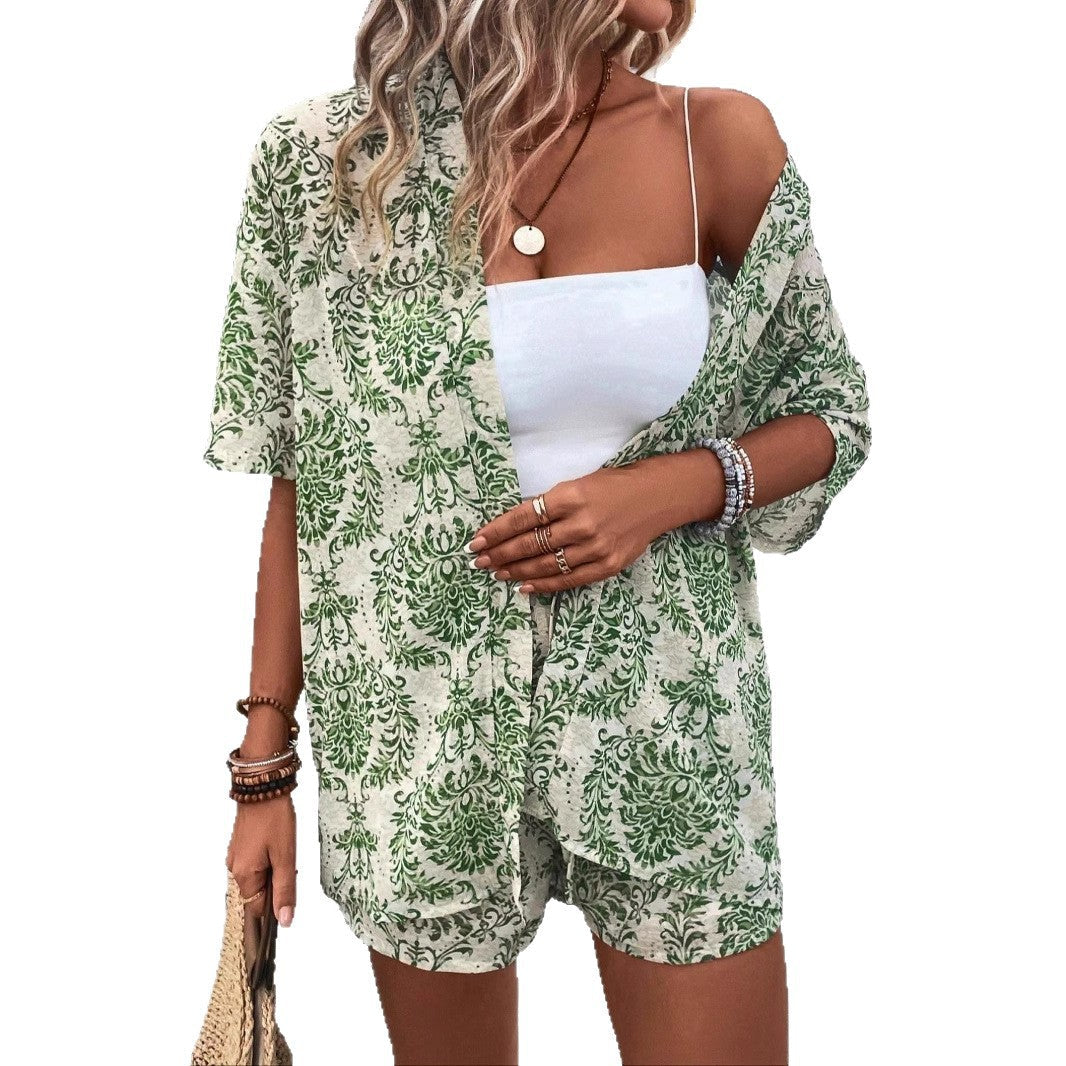 Damen lässiges Sommer-Outfit mit floralem Muster R&B