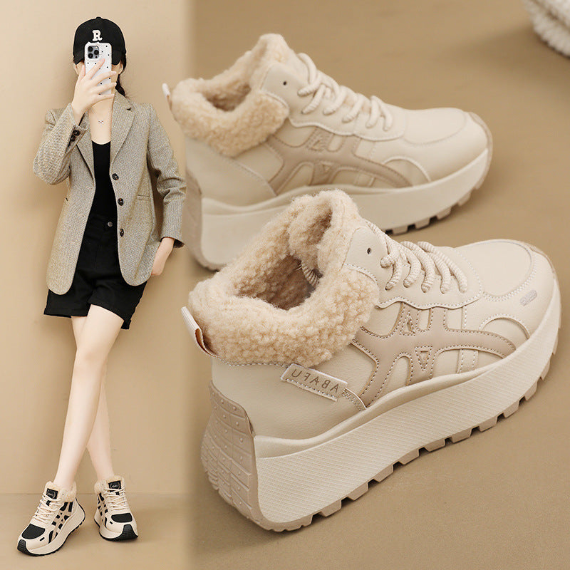 Damen Hochschnitt Sneakers mit warmem Fleece-Innenfutter und rutschfester Laufsohle R&B