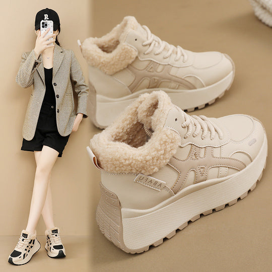 Damen Hochschnitt Sneakers mit warmem Fleece-Innenfutter und rutschfester Laufsohle R&B