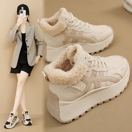 Damen Hochschnitt Sneakers mit warmem Fleece-Innenfutter und rutschfester Laufsohle R&B