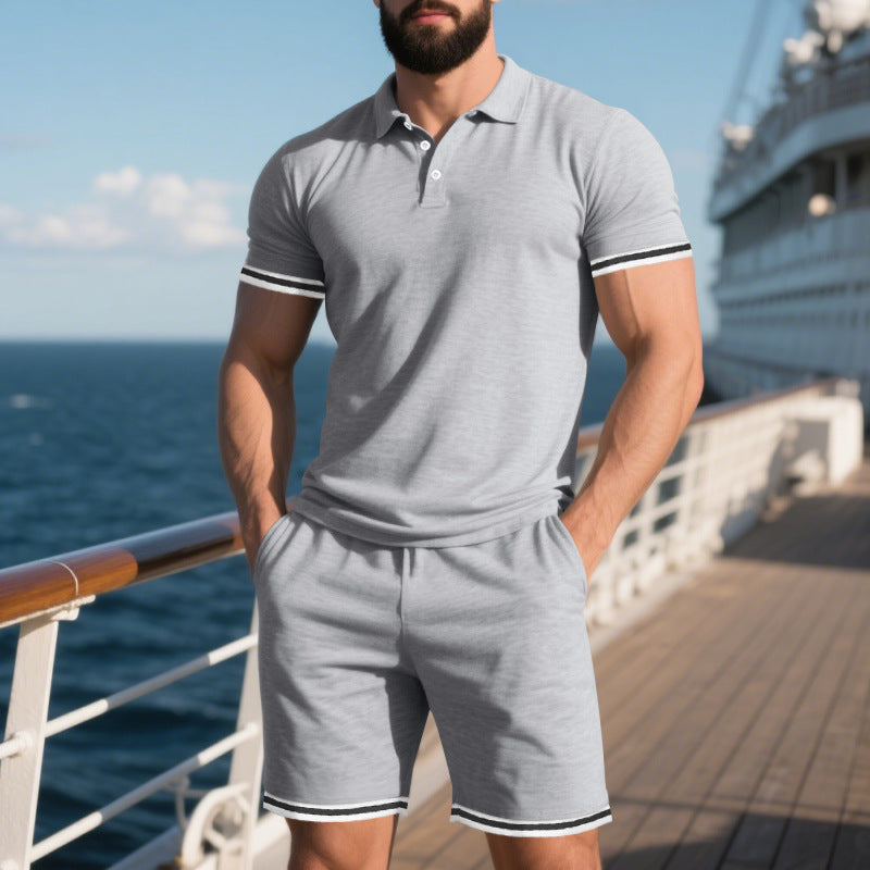Herren Freizeit-Set mit atmungsaktiven Materialien und modischen Akzenten R&B