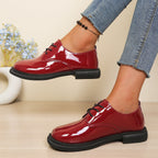 Damen glänzende Schnürschuhe mit modischem Design und robuster Sohle R&B