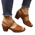 Damen Sandalen mit breitem Riemen und elegantem Blockabsatz R&B
